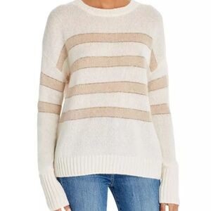 Rails Cashmere Blend Saturn Jute Ivory Stripe Pullover Crewneck Sweater